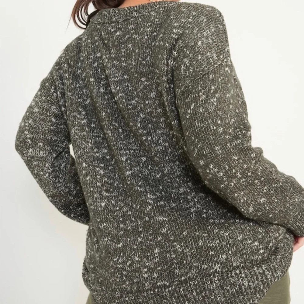 Old Navy Women S Olive Green Oversized Voop-Neck Cotton Tunic Sweater NWT